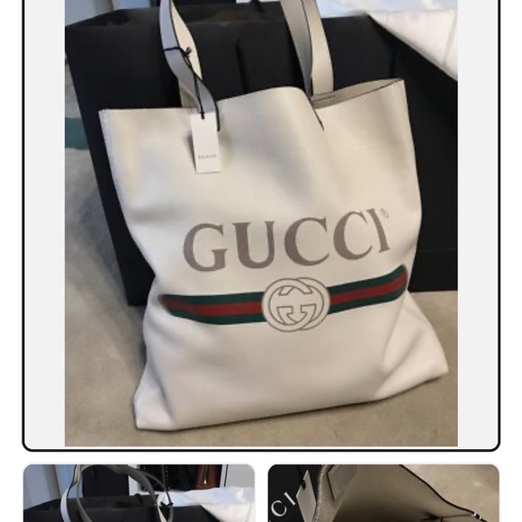 Gucci White Tote Bag with Green and Red Accents - Picture 1 of 2